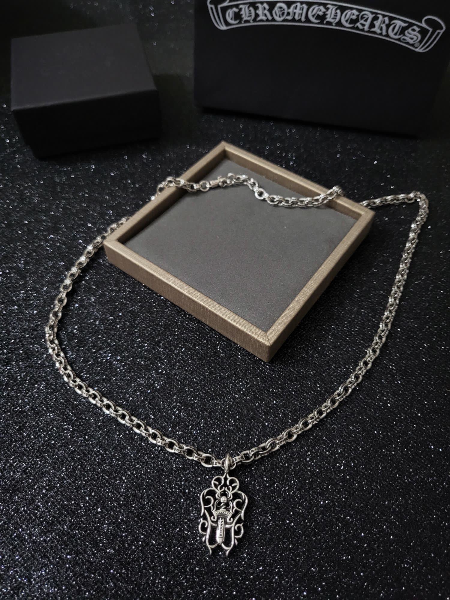 Chrome Hearts Silver Cross Pendant Necklace